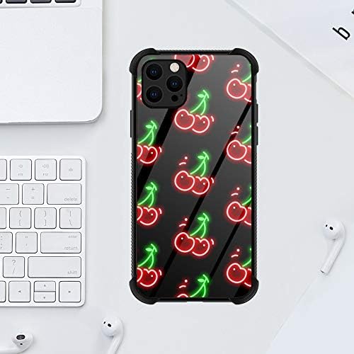 Carcasă Zhegailian iPhone 12, Fluorescent Cherry iPhone 12 Pro pentru fete/femei, colțuri armate unbreak Fashoin Back Cover
