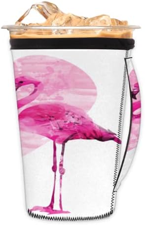 Cuplu Flamingo Mânecă de cafea reutilizabilă reutilizabilă cu mâner nepren manșon pentru sodă, latte, ceai, băuturi, bere