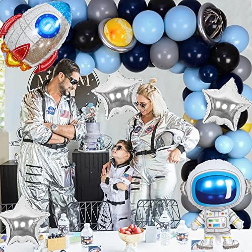 Tema spațială decorare petrecere de naștere, a 4 -a petrecere de naștere a spațiului exterior Reach 4 The Stars 69pcs Navy