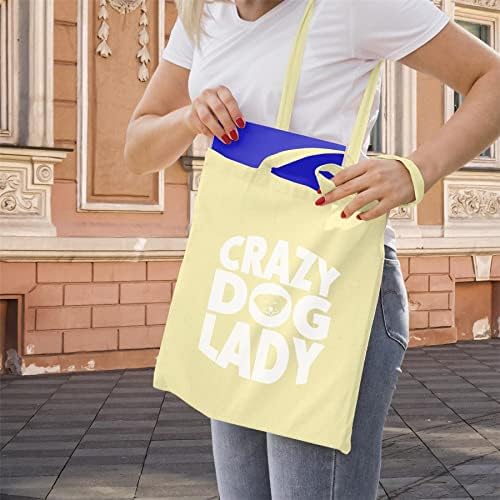 Geanta nebună pentru câini doamne - cadouri pentru femeile iubitor de câini Proprietari - reutilizabile pentru cumpărături pentru cumpărături pentru alimente bumbac