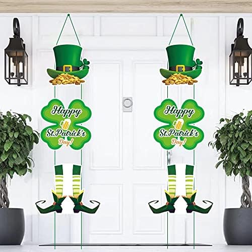 Semn de Ziua Sf. Patrick Banner Irish Party Party Sign Hanging With Leprechaun Top pălărie și picioare pentru Decorațiuni de