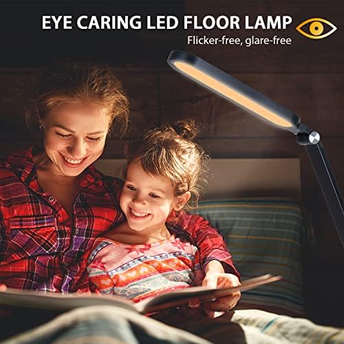 Lampa de podea LED YUSING, lampă cu braț de 13W, lampă de podea în picioare, înălțime reglabilă, 5 culori și 5 luminozitate,