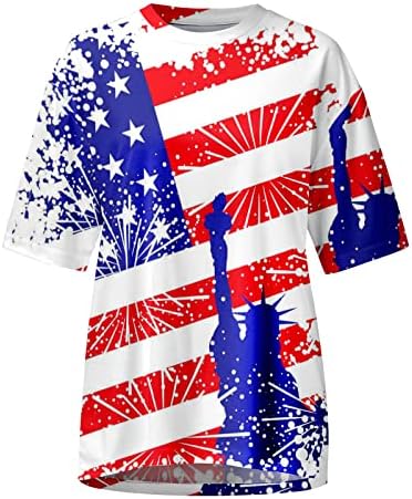 Tricouri patriotice pentru bărbați RUIRUILICO 4 iulie 2023 Topuri Cu mânecă scurtă de vară lejer Fit Graphic 3D Prints Tees