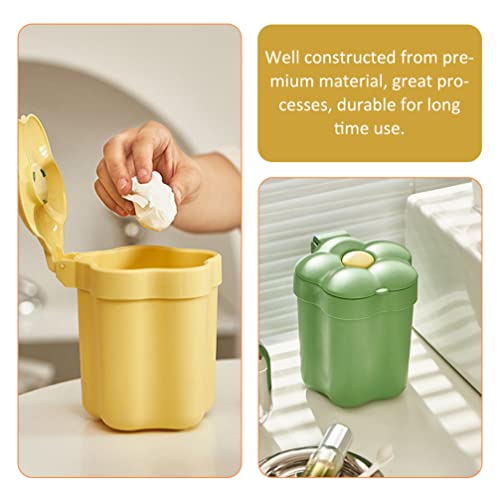 Operitacx 2pcs mini coșul de gunoi pot fi în formă de flori gunoi de gunoi de gunoi de gunoi cu capac de leagăn pentru birou pentru birou bucătărie