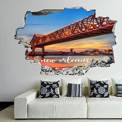 Cocoken American Louisiana State New Orleans Picting Art New Orleans City Vizualizare a pereților 3d Stickers Wall Mural Art