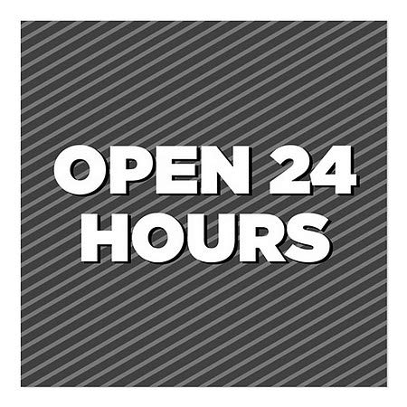 Cgsignlab | „Deschideți 24 de ore -Stripes gri”, fereastra | 8 x8