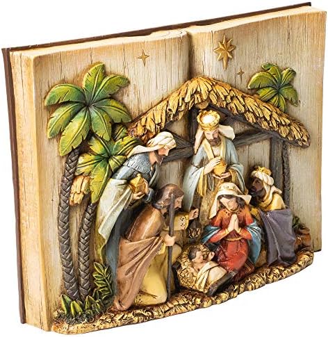NAPCO Import Nativity Scene Book Woodcut Look