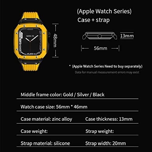 Dyizu Alloy Watch Case curea pentru Apple Watch Series 7 6 5 4 SE 45mm 42mm 44mm din cauciuc de lux din cauciuc inox