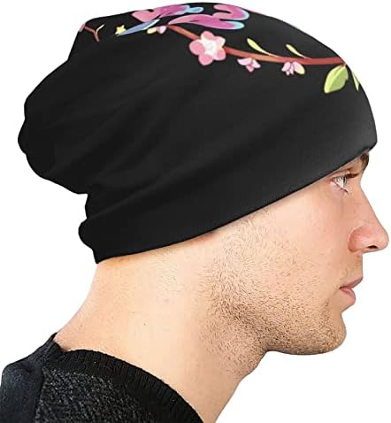 ZAGUHAR Bee and Puppycat Funny Knit Cuffed Beanie Hat Slouchy subțire Stretch Baggy Ski Skull Cap pentru bărbați Femei negru