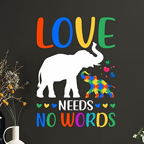 Dragostea nu are nevoie de cuvinte Autism elefant autocolant de perete autocolant de conștientizare a autismului pentru perete