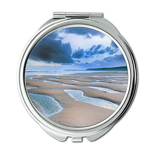 Oglindă, oglindă de călătorie, nori de plajă cornwall, oglindă de buzunar, oglindă portabilă