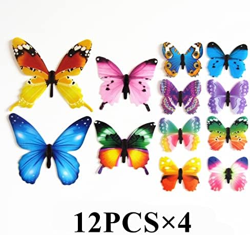 Tuosiwei 48pcs Butterfly Decaluri de perete - 3d fluturi decor pentru perete autocolante murale detașatoare decorațiuni pentru