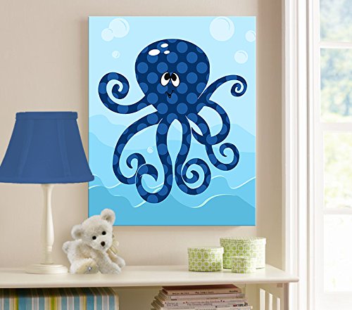 Sub tema Oceanului Sea - Decor de artă de perete de pepinieră întinsă - design de caracatiță adorabilă care face o idee memorabilă
