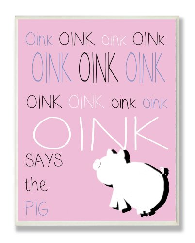 Camera copiilor de Stupell oink oink Pig Silouhette pe fundal roz dreptunghi placa de perete