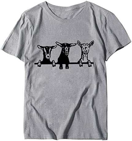 iLUGU Femei T Shirt drăguț desen animat de imprimare Crewneck Cu mânecă scurtă top bluza Yoga tricouri femei