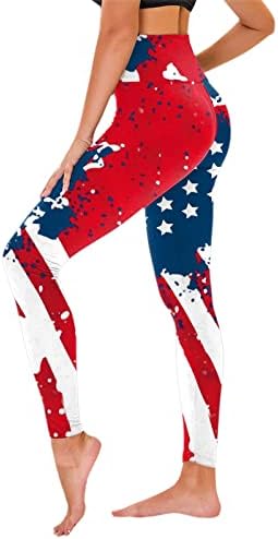 4 iulie Legguri cu talie înaltă pentru femei SUA Flag Yoga Antrenament Leggings Ultra Soft perie elastică Pantaloni de gimnastică