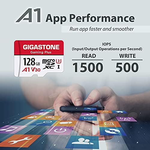 [Gigastone] Card micro SD 128 GB 5-pack, Gaming Plus, Card de memorie MicroSDHC pentru Nintendo-Switch, Wyze Cam, Roku, înregistrare