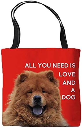 Tot ce ai nevoie este dragostea și un câine de canvas tote geantă chow chow design