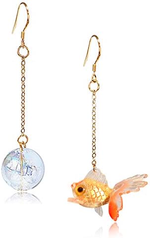 DAMLENG amuzant drăguț acrilic rășină simulare pește în sac Legăna cercei asimetrie unic Goldfish ușoare legăna Picătură cercei