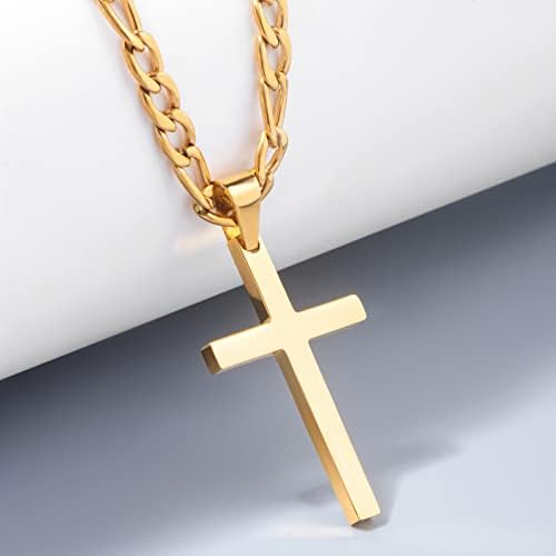 Tuewut cruce colier pentru bărbați Figaro lanț din oțel inoxidabil aur argint simplu simplu credință Bijuterii Cadou pentru
