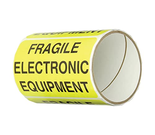 Etichete de ambalare de transport cu tapecază „Echipament electronic fragil”, galben/negru - 50 pe pachet