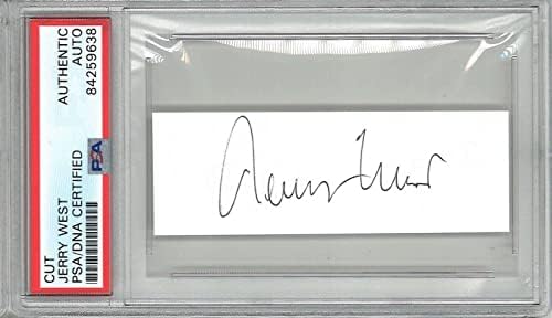 Jerry West semnat semnat tăiat PSA ADN 84259638 HOF Top 50 Laker Legend - Fotografii autografate NBA