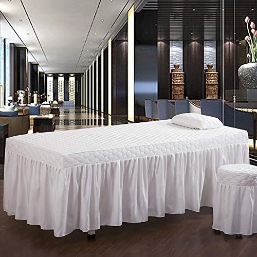 Foaie de masă matlasată Masaj îngroșat copertă pat de frumusețe cu găuri fizioterapie pat cap 1 bucată de masaj lenjerie-albă
