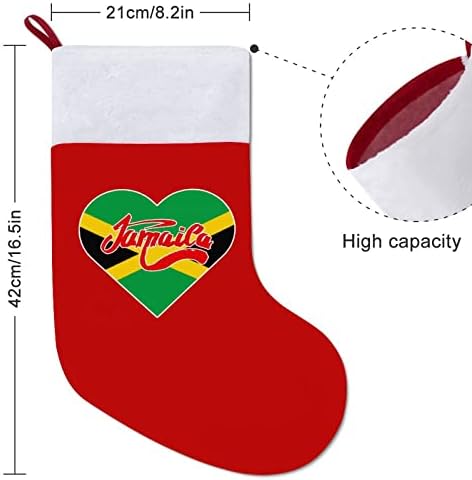 Jamaica Flag Heart Christmas Christmas Catifea roșie cu geantă de bomboane albe decorațiuni de Crăciun și accesoriu pentru