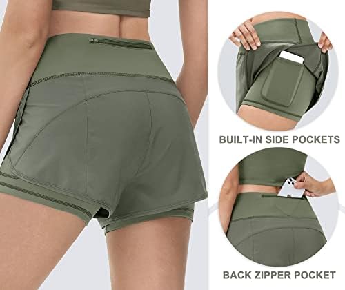 Pantaloni scurți sportivi Ewedoos pentru femei care rulează pantaloni scurți pentru femei cu buzunar cu fermoar din spate,