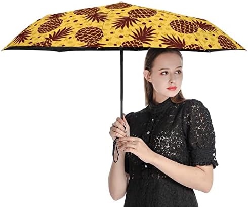 Ananas maro 3 pliuri auto Deschide Închide Anti-UV umbrela Travel umbrela portabil vara umbrele