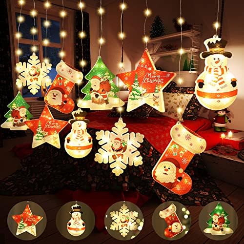 Lumini de fereastră de Crăciun DFSDKJ, element de Crăciun lumini de perdea intermitentă, lumini de decor interioare lumini