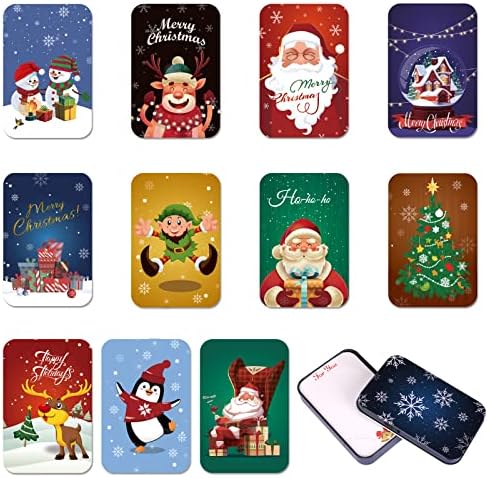 Moretoes 12 bucăți suport pentru carduri cadou de Crăciun cutii mici de tablă cadou colorate cu capace pentru favoruri de petrecere