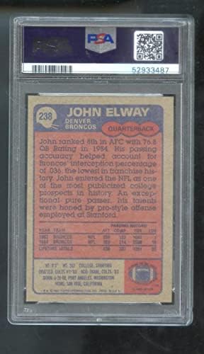 1985 Topps 238 John Elway PSA 7 Carte de fotbal gradat NFL Denver Broncos
