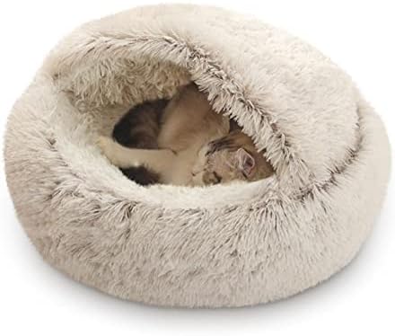 Pat rotund pentru pisici-pat moale pentru câini gogoși, Paturi pentru animale de companie pentru câini mici pisici, dormit
