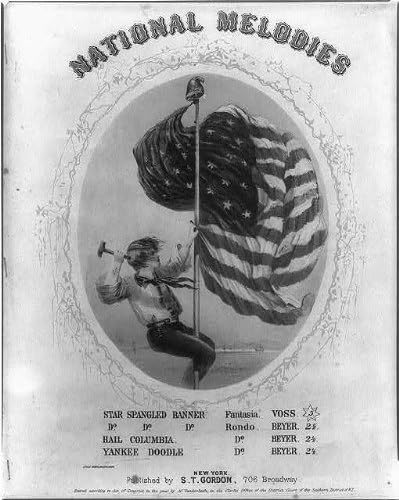 HistoricalFindings Foto: Foto doar de copertă de partituri, melodii naționale, steagul american, 1830-1910