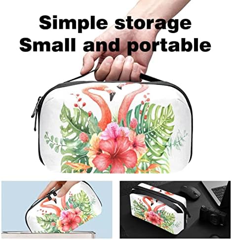 Carcasă cu carcasă pungă de călătorie organizată de cablu USB portofel accesoriu cu fermoar, plantă tropicală modernă floare