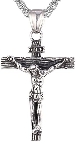 U7 bărbați Crucifix cruce pandantiv cu lanț botez Christian bijuterii inox / 18K aur antic Isus colier, cadou ambalate, Lungime