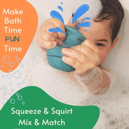 Jucării de baie din silicon, Jucării de baie pentru sugari 6-12 luni, jucării de baie pentru Bebeluși non-toxice ecologice,