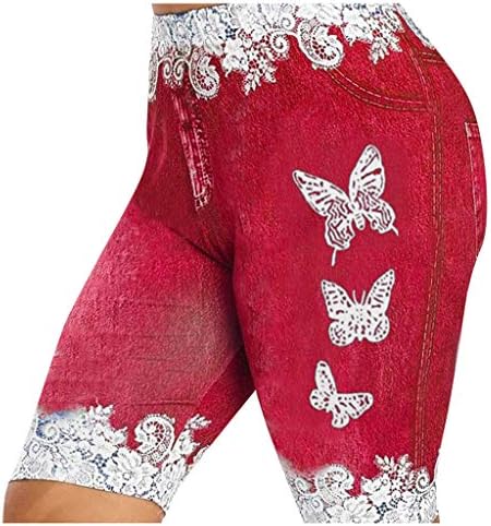 HonpraD Femei Pantaloni Talie Elastic Plus Dimensiune Stretch Floarea-Soarelui Camasa Femei Denim Imprimare Jean Casual Jeggings