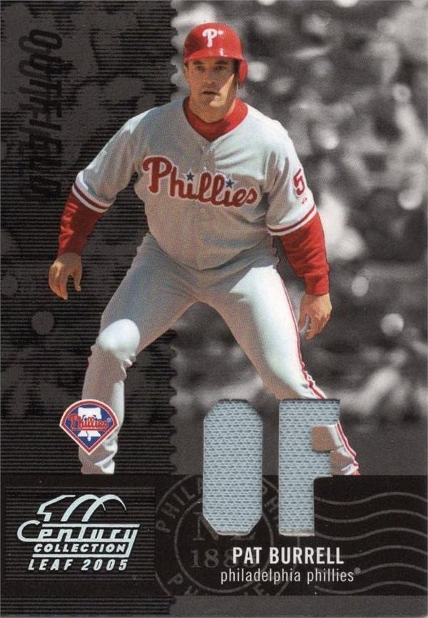 Pat Burrell Player Worn Jersey Patch Baseball Card 2005 Leaf 99 LE 75/250 - MLB Game folosit tricouri