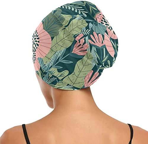 O șapcă de lucru semințe de pălărie de dormit beanies floral floral frunze verzi tropicale pentru femei înveliți pentru îmbrăcăminte