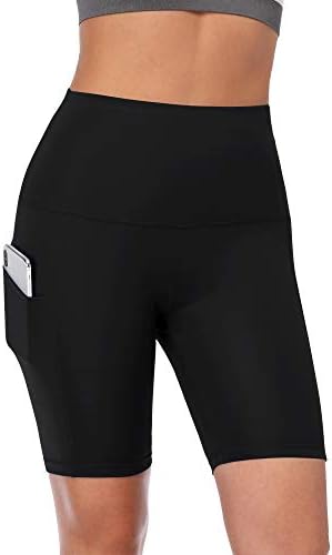 Cadmus pentru femei cu talie înaltă spandex pantaloni scurți de yoga pentru biciclete care rulează două buzunare laterale