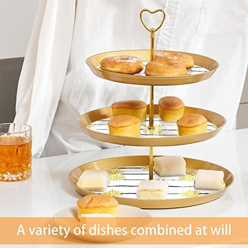 Stand pentru tort, suport pentru cupcake, standuri de desert set de afișare a mesei, model cu dungi negre de ananas