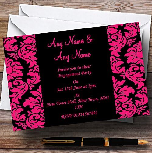 Uimitor Floral Black Pink Damask Party Party Invitații personalizate