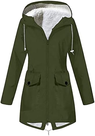 Femei Fleece căptușite ploaie jacheta Plus Dimensiune impermeabil Windbreaker cald pelerina de ploaie ușoare în aer liber cu