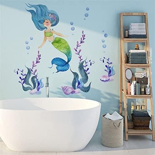 Ayrsjcl desen animat Mermaid perete autocolant sub mare Mermaid alge decalcomanii de perete pentru copii fata camera de zi pepinieră DIY perete arta decor