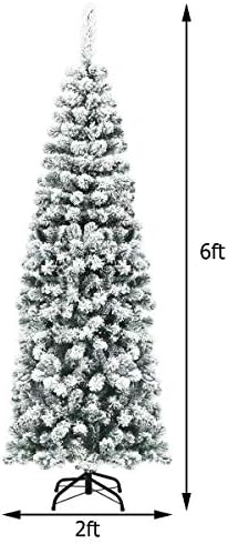 6ft cu zăpadă cu balamale cu balamale de 6ft artificial artificial arbore de Crăciun cu 500 Sfat de ramură