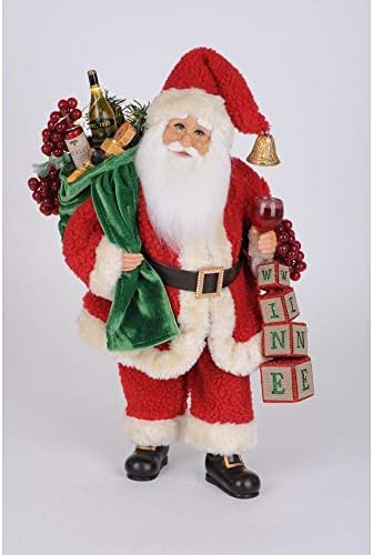 Karen Didion Blocuri de vin luminate Santa Figurină de Crăciun 17,5 inch multicolor