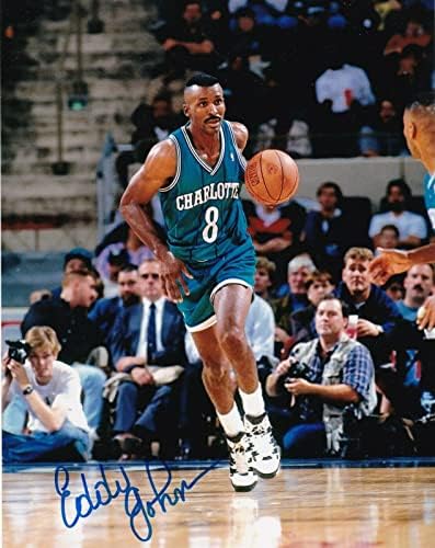 Eddie Johnson Charlotte Hornets Acțiune semnată 8x10 Foto - Fotografii NBA autografate